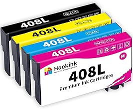Hookink 408L 408 Multipack Printer Cartridges Compatible with Epson 408L Ink Cartridges Compatible with Epson Workforce Pro WF-C4310DW WF-C4810DTWF WF-C4310 WF-C4810D (4-Pack)