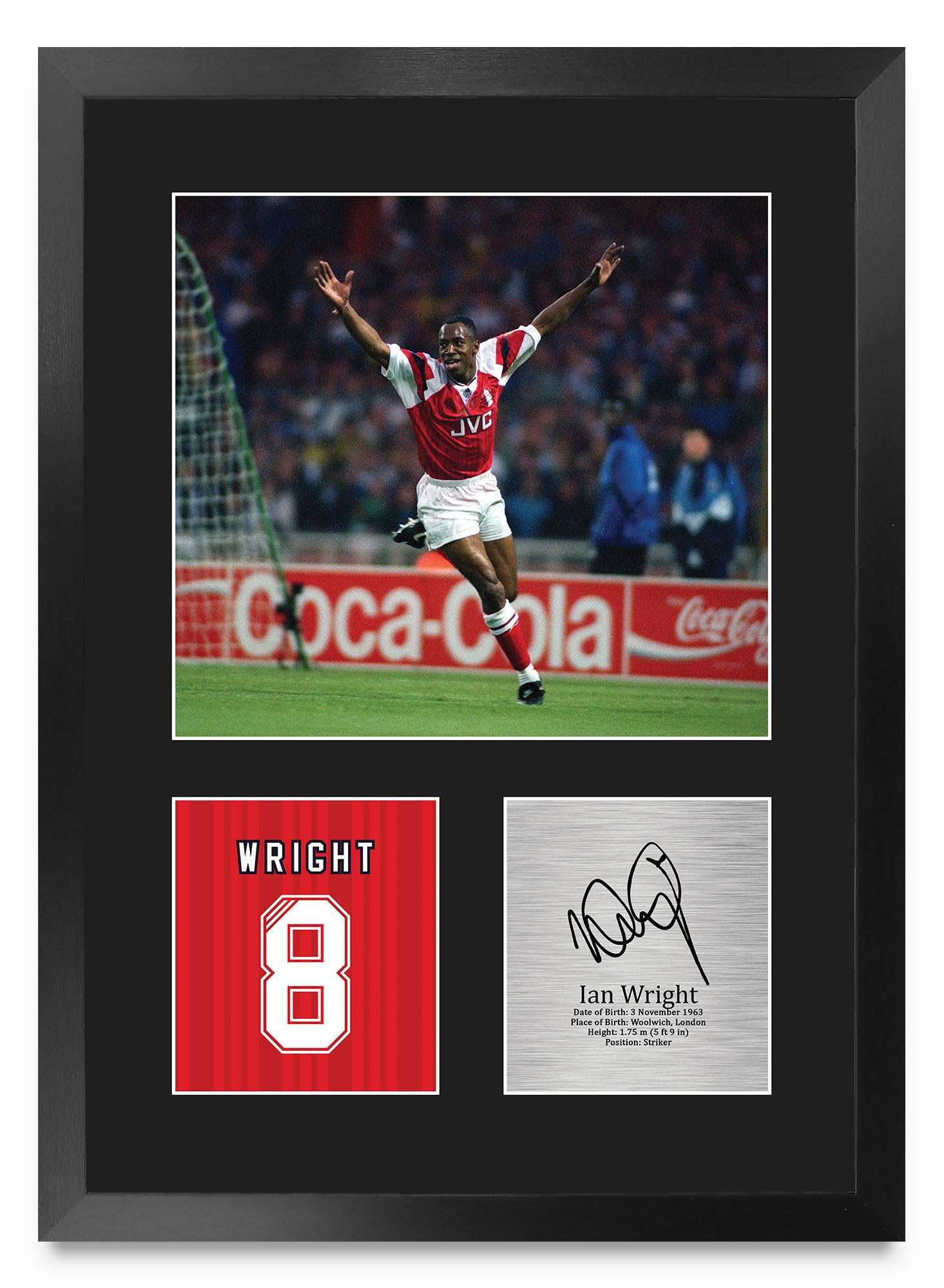 HWC Trading Ian Wright Arsenal Gifts Printed Signed Autograph Picture for Soccer Fans and Supporters - 16" x 12" Portrait Framed-image-5