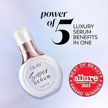 Olay Super Cream with Sunscreen SPF 30 (1.7 oz) + Super Serum Trial Size (0.4 oz) - Utimate Lightweight Face Moisturizer - Vitamin C & E, Hyaluronic Acid, Niacinamide - Hydrate, Smooth, Brighten