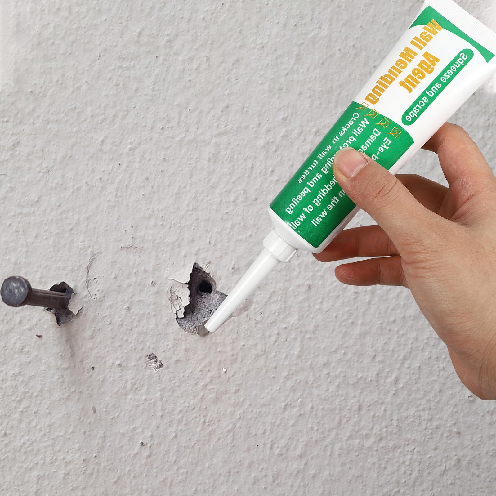 Kit Riparazione Pareti Verde 2 Set, Stucco per Crepe e Buchi | Spatola Inclusa, Pasta Plastica Riutilizzabile, per Superfici Spelate e Ritocchi Rapidi