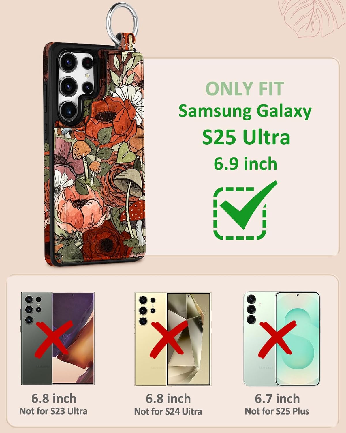 Shorogyt for Samsung Galaxy S25 Ultra Wallet Case - Cute Fashion Mogu Flower Design with Card Holder Kickstand for Magnetic Clasp Back Flip Folio Leather Phone Cases for Wome Girls Men - Image 2