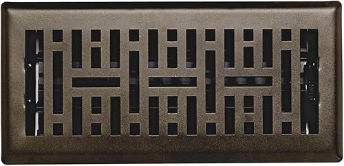 Miniatura 1 de Precision Flow Registro de piso de acero de 4 x 14 pulgadas, diseño metro, acabado de bronce metálico, cubiertas de ventilación prémium para el