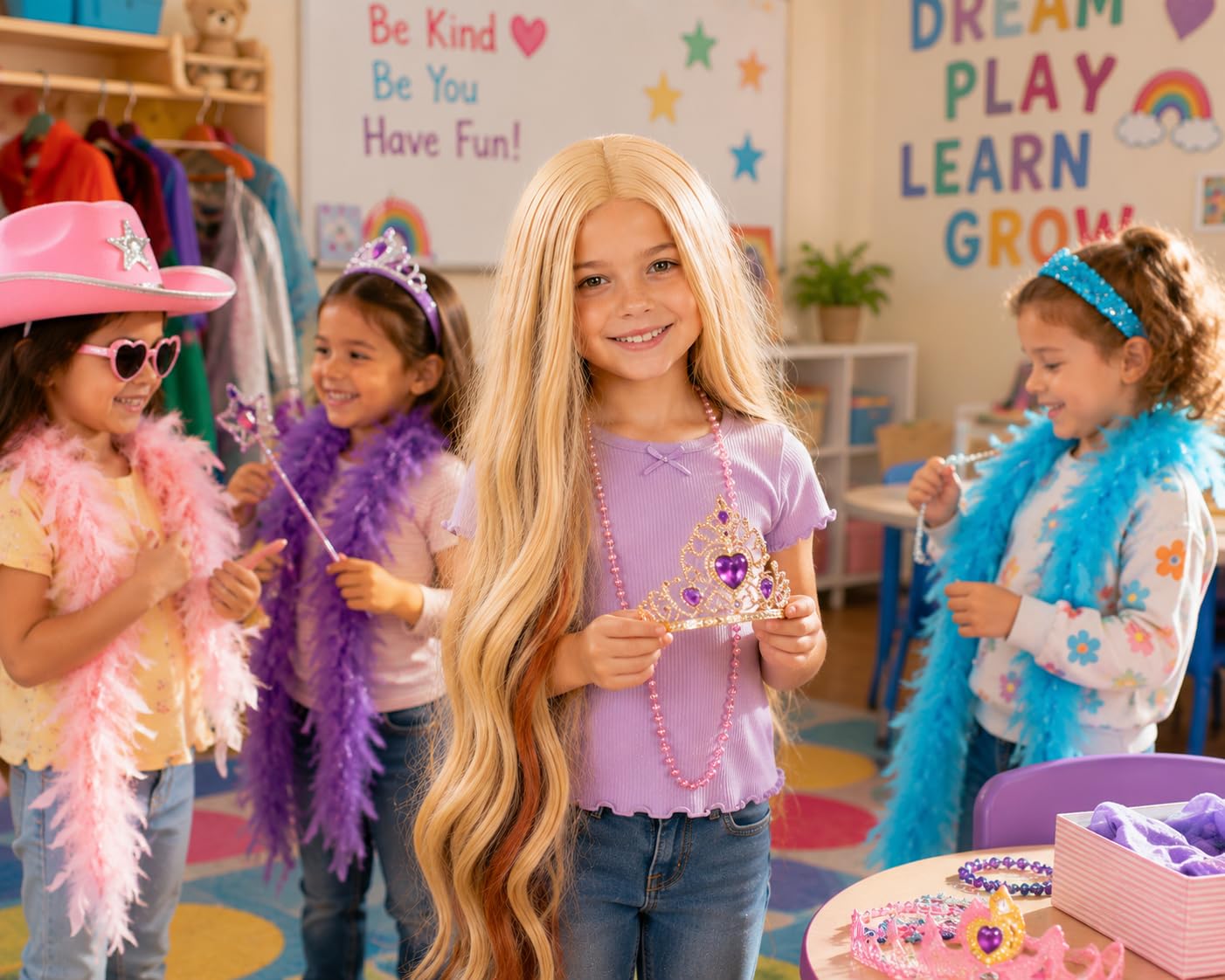 Blonde Long Blond Princess Wig - Kids Pretend Play Costume Wigs