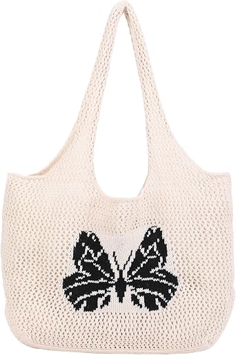 Crochet Bags for Women Summer Beach Tote Bag Large Capacity Shoulder Bag Aesthetic Hobo Bag Knit Bag Hippie Bag