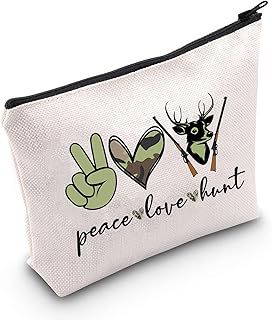 LEVLO Hunting Cosmetic Bag Enjoy The Hunt Gift Peace Love Hunt Makeup Zipper Pouch Bag For Women Girls Wildlife Outdoors Woman Gift, Peace Love Hunt,