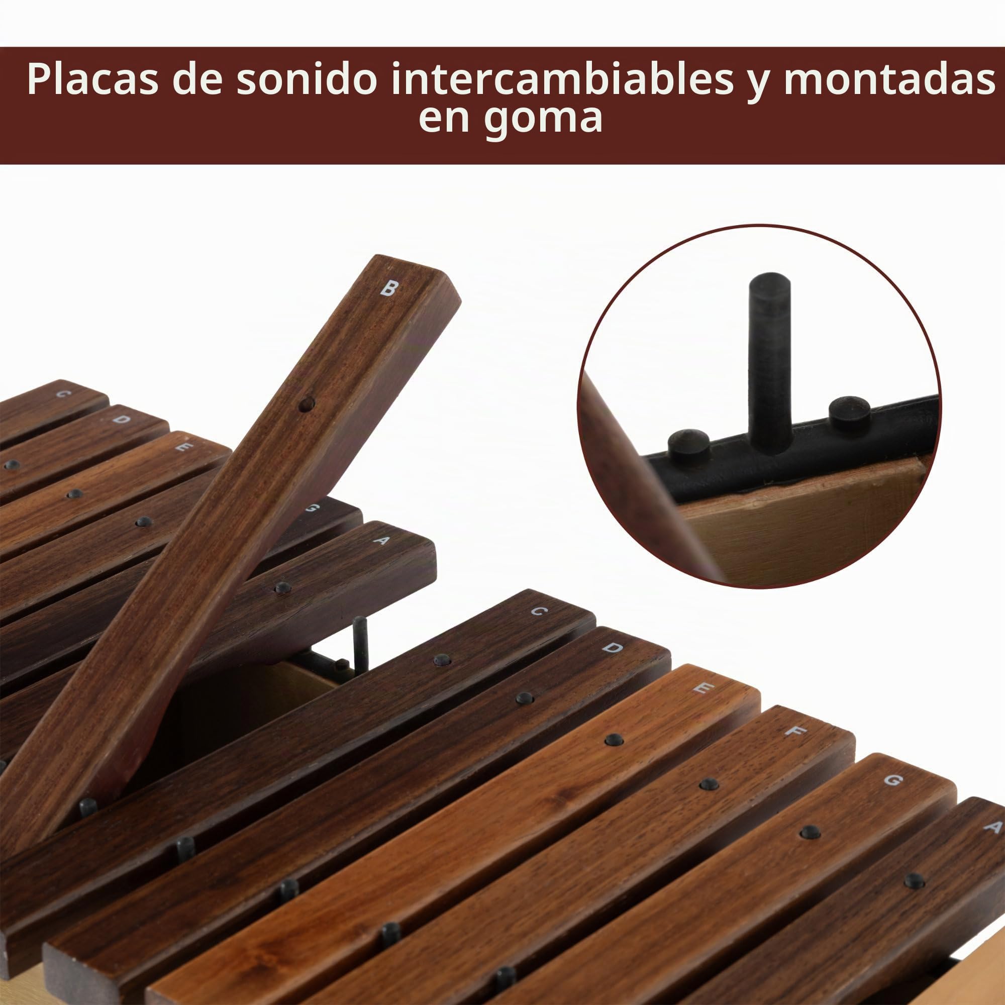 Classic Cantabile AX-1600NG Xilófono Alto (Xilófono Alto, 16 tonos, escala de Do mayor, rango tonal: c' a a'', caja de resonancia de tilo, baquetas) Madera de tilo