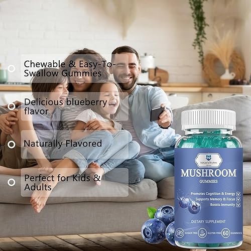 Miniatura 6 de Nature's Rhythm - Gomitas de magnesio 500 mg - 65 unidades  Suplementos de glicinato de magnesio, con L-treonato, vitamina D, B6 y CoQ10 - Sabor a