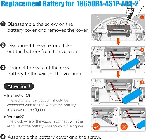 Miniatura 4 de Batería de repuesto de iones de litio de 2600 mAh para ILIFE V3s Pro, V5s Pro, V50, V8s, X750, ZACO V3, V40, V5s Pro, V5x, Número de pieza