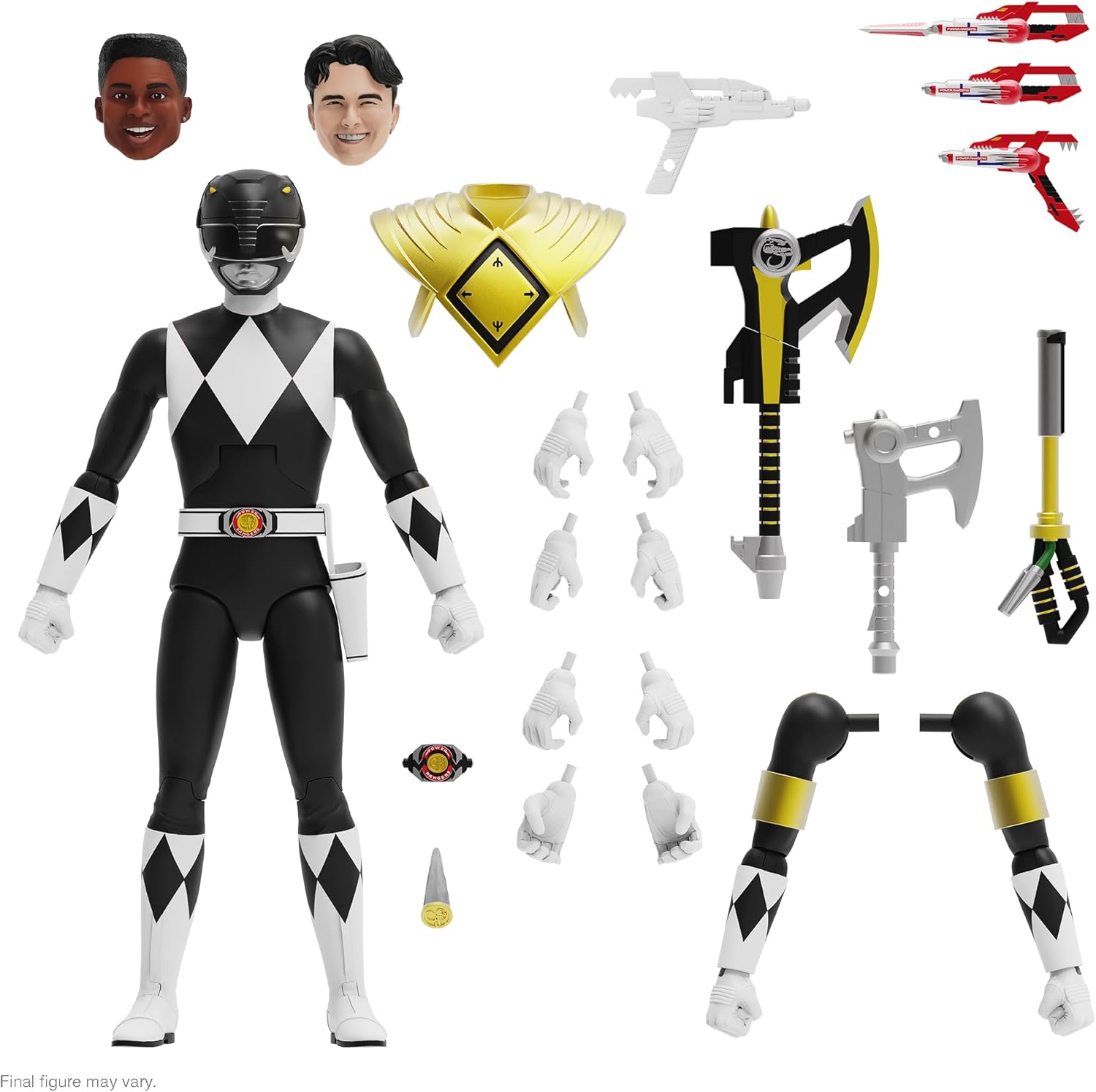 Super7 ULTIMATES! Mighty Morphin Power Rangers Black Ranger - 7" Power Rangers Action Figure with Accessories Classic TV Show Collectibles