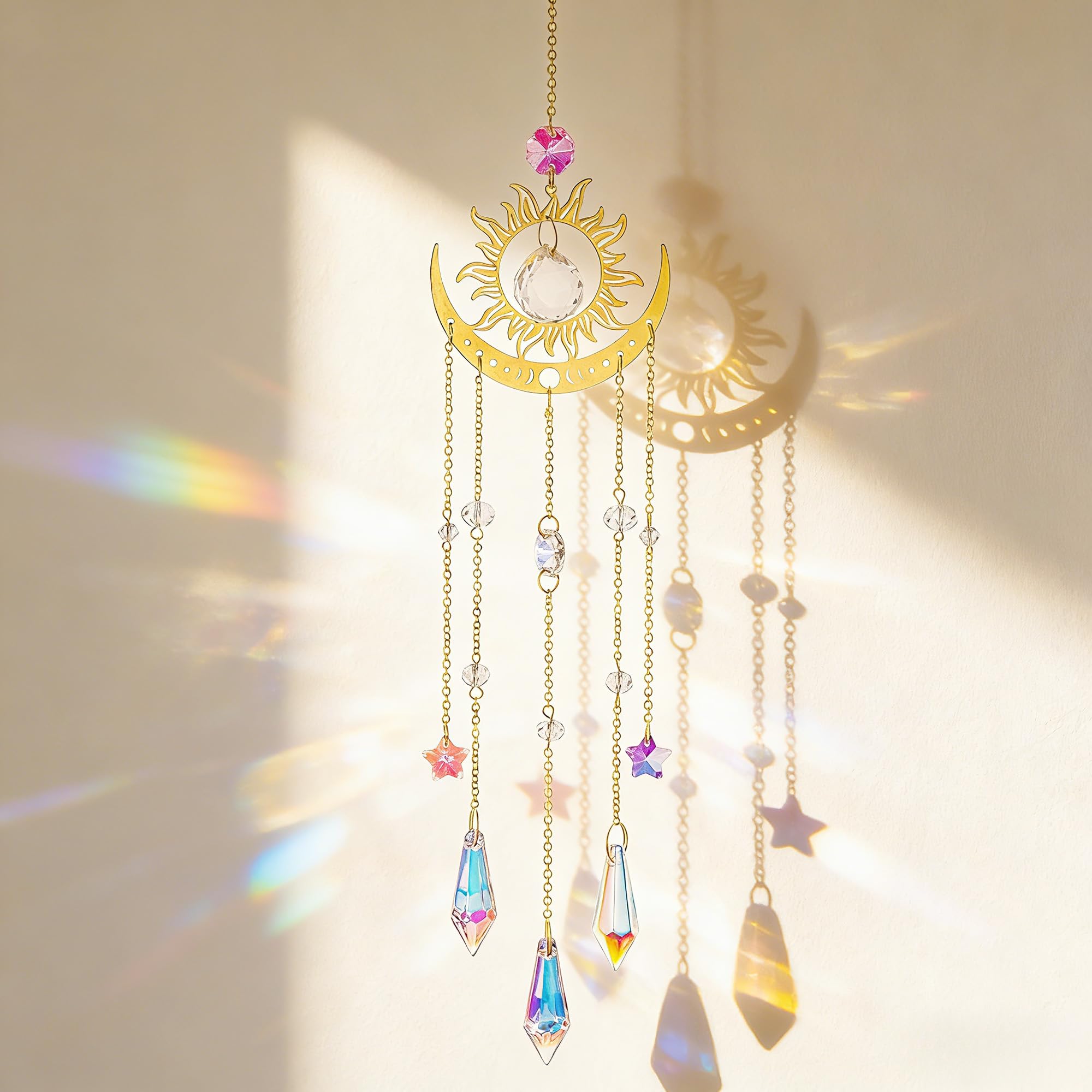 TranRantic Crystal Suncatcher for Windows, Hanging Rainbow Prism Sun Catcher, Living Room Window Decor, Gift for Women Girls