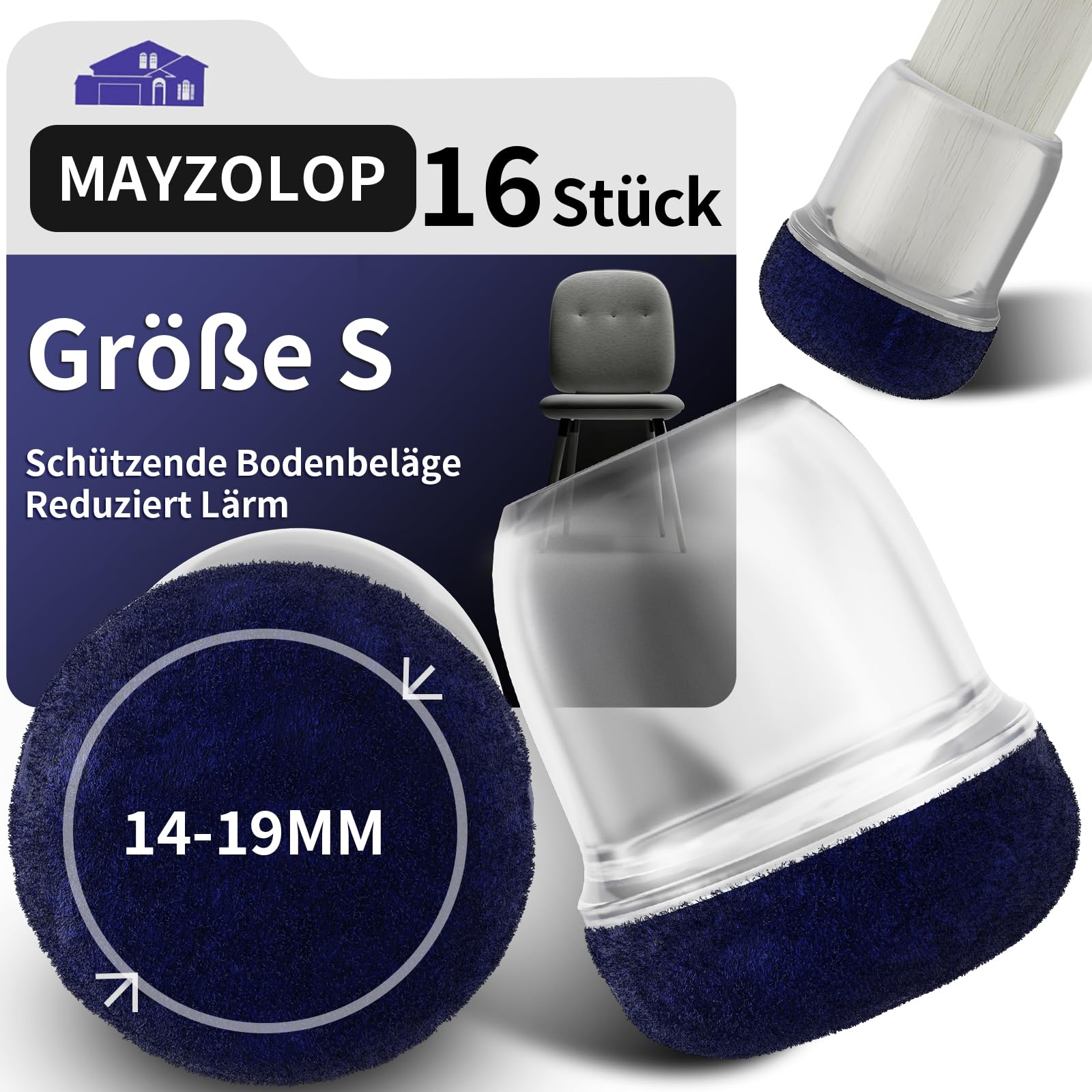 stuhlbeinkappen schräge stuhlbeine mit Filz, Gummi stuhlbeinkappen, Filzgleiter, Möbelmatte Für Hartholzböden 16pcs