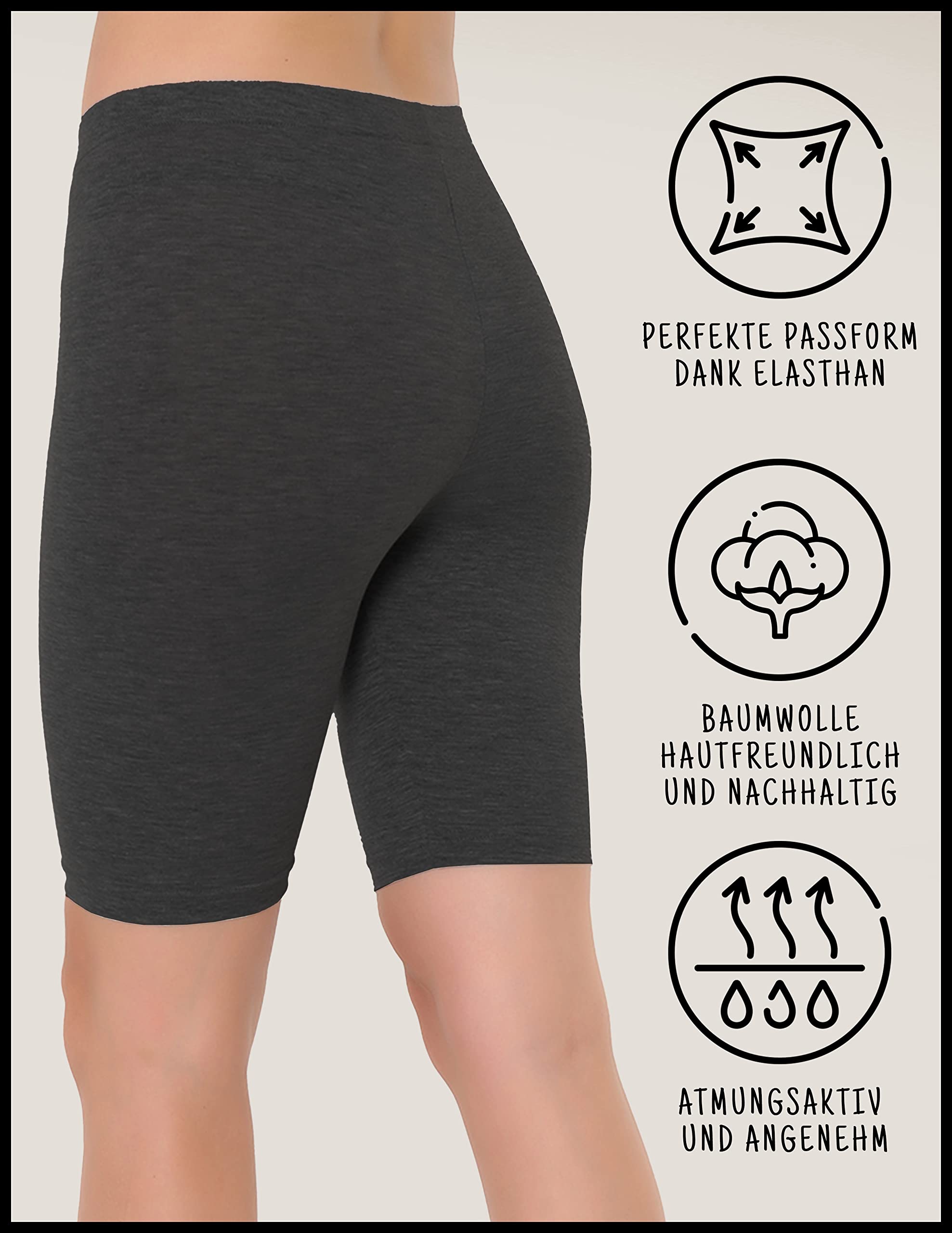 OCERA Damen Kurze Leggings aus atmungsaktiver Baumwolle mit hoher Taille, gemütliche Radlerhose ist hautfreundlich, mit ÖKO-TEX Standard 100 Zertifiziert