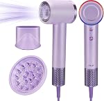 Séchoir à cheveux, Séchoirs à cheveux rapide à séchage rapide haute vitesse, sécheuse portable ionique négatif avec 110000 RPM Moteur brushless, sèche-cheveux Thermo-Control à faible bruit léger avec buse pour la maison (Lavande Mist)