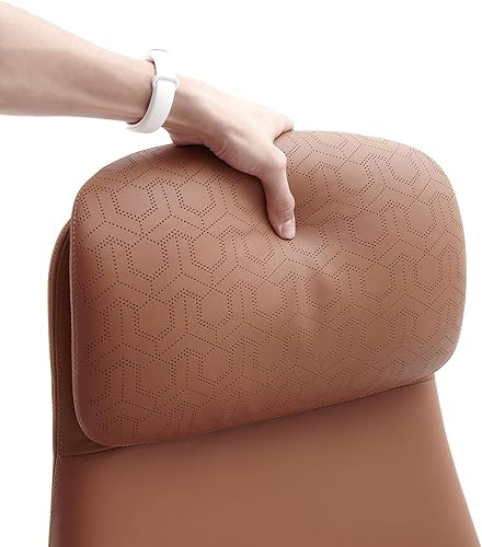 Miniatura 9 de Silla de oficina ejecutiva de cuero genuino con respaldo alto de aluminio base giratoria ergonómica sincronizada, mecanismo reclinable de cuero