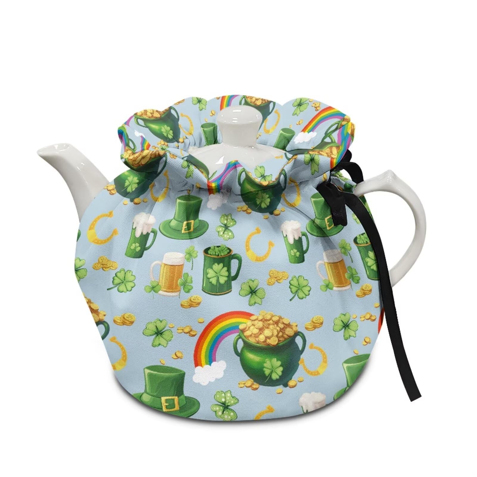 Green Leave Tea Cosy for Teapots, Dustproof Insulated Tea Pot Protective Cover Kitchen Home Tea Pot Cover Insulation and Keep Warm, Tea Party Restaurant Decor