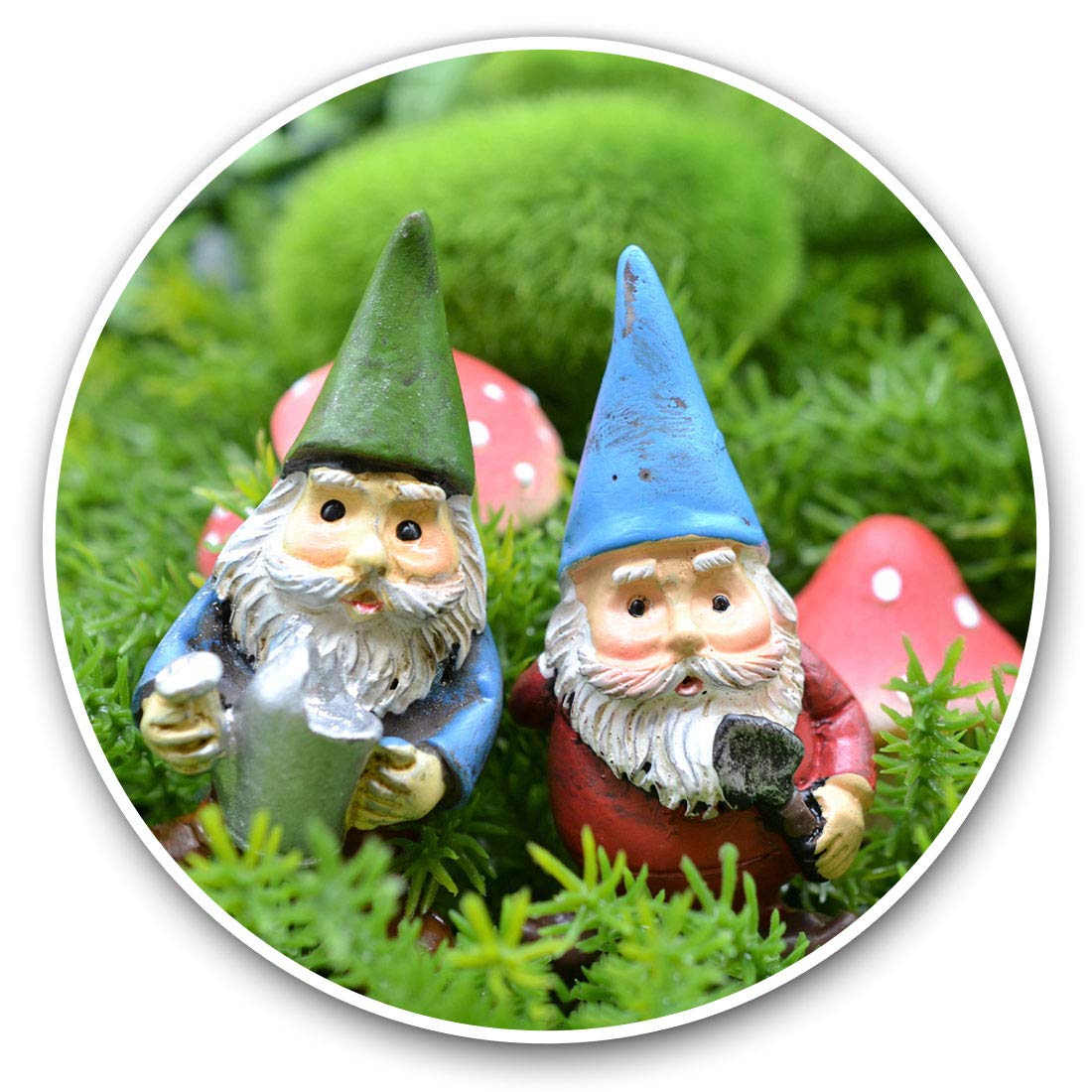 Destination Vinyl Ltd Men's Garden Gnome 14596 Vinyl Stickers (Set Of 2) 10Cm - Ny Garden Gnome Decals For Laptops,Tablets,Luggage,Scrap Booking,Fridges, 14596
