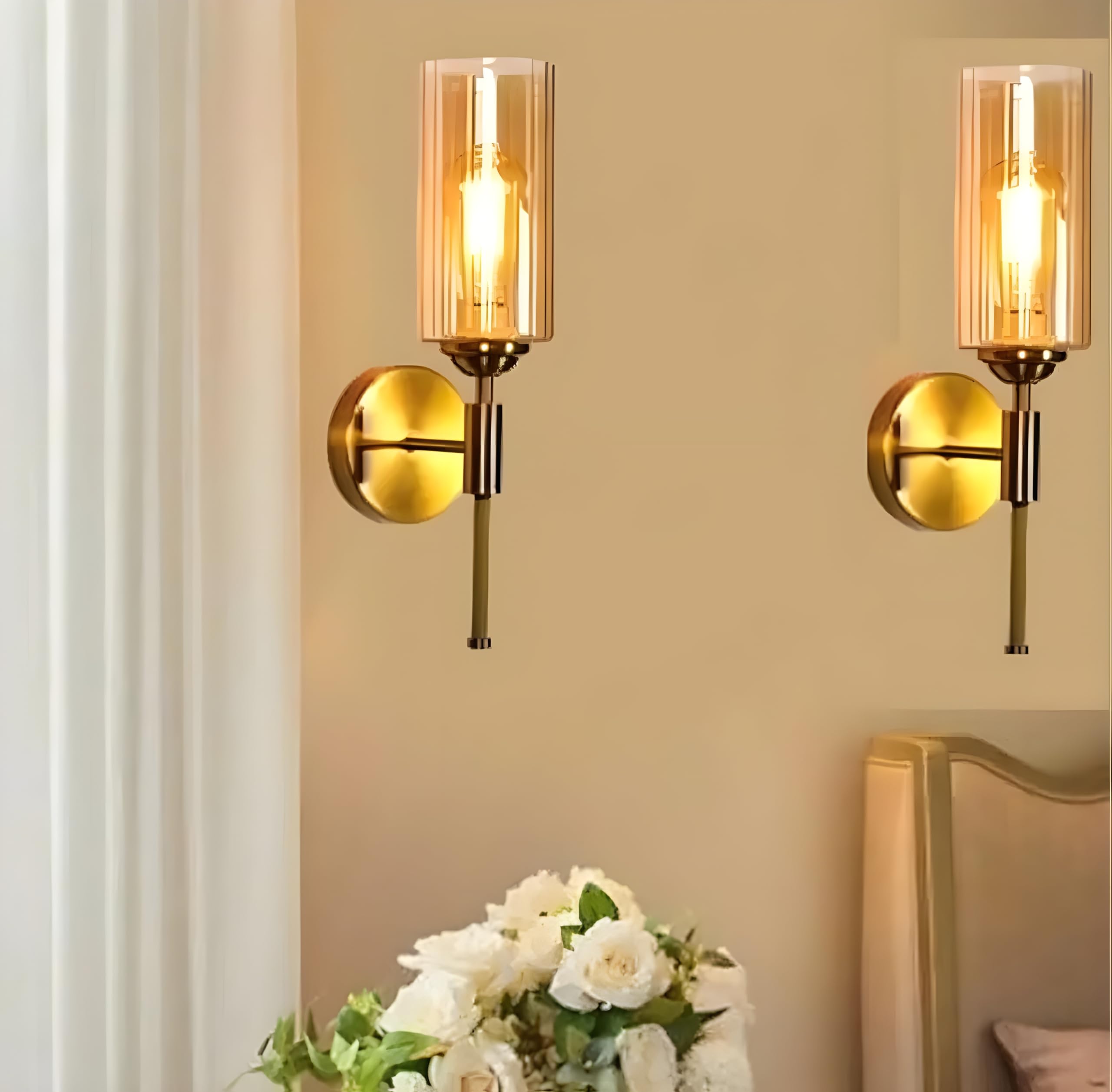 Golden Metal & Glass (Wine Glass Shape)(Pack of 2) Wall Light for Living Room Modern/Wall Lamps for Bedroom/for Living Room/Wall Lights for Home Decor/Wall lamp (E27 Bulb Holder)(Bulb Not Included) (B0D7MN4H2T) Amazon Price History, Amazon Price Tracker