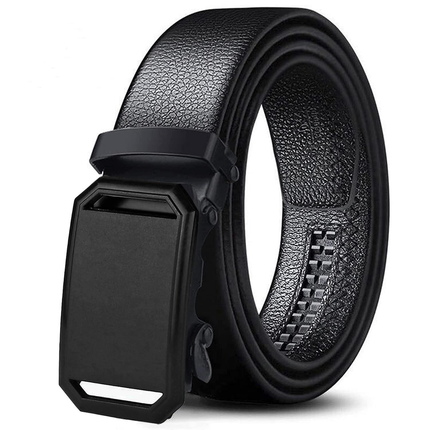 Men's Vegan Leather Belt for Men, Formal/Casual,Autolock,Black | Fit on up to 40 Inches Waist size (BLACK 51-S5, 1)
