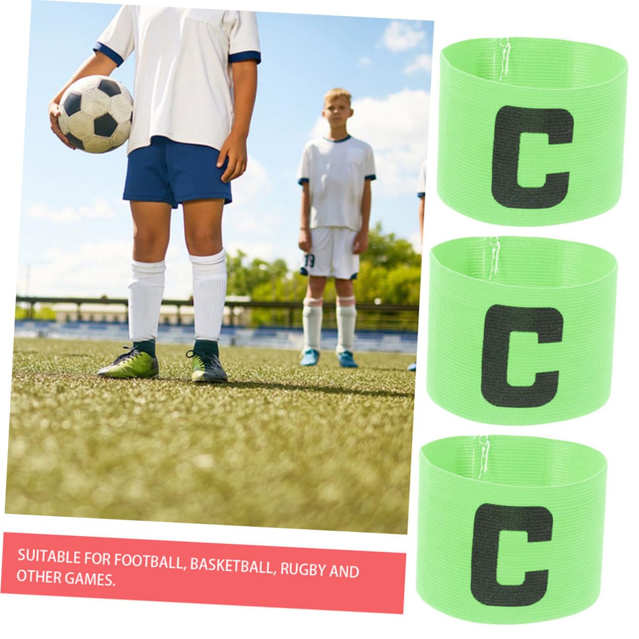 BESPORTBLE Fascia da Calcio Fascia Braccio Calcio Fascia Calcio Verde Fascia da Adulto Banda di Capitani del Braccio di Calcio Fasce da Sportivo