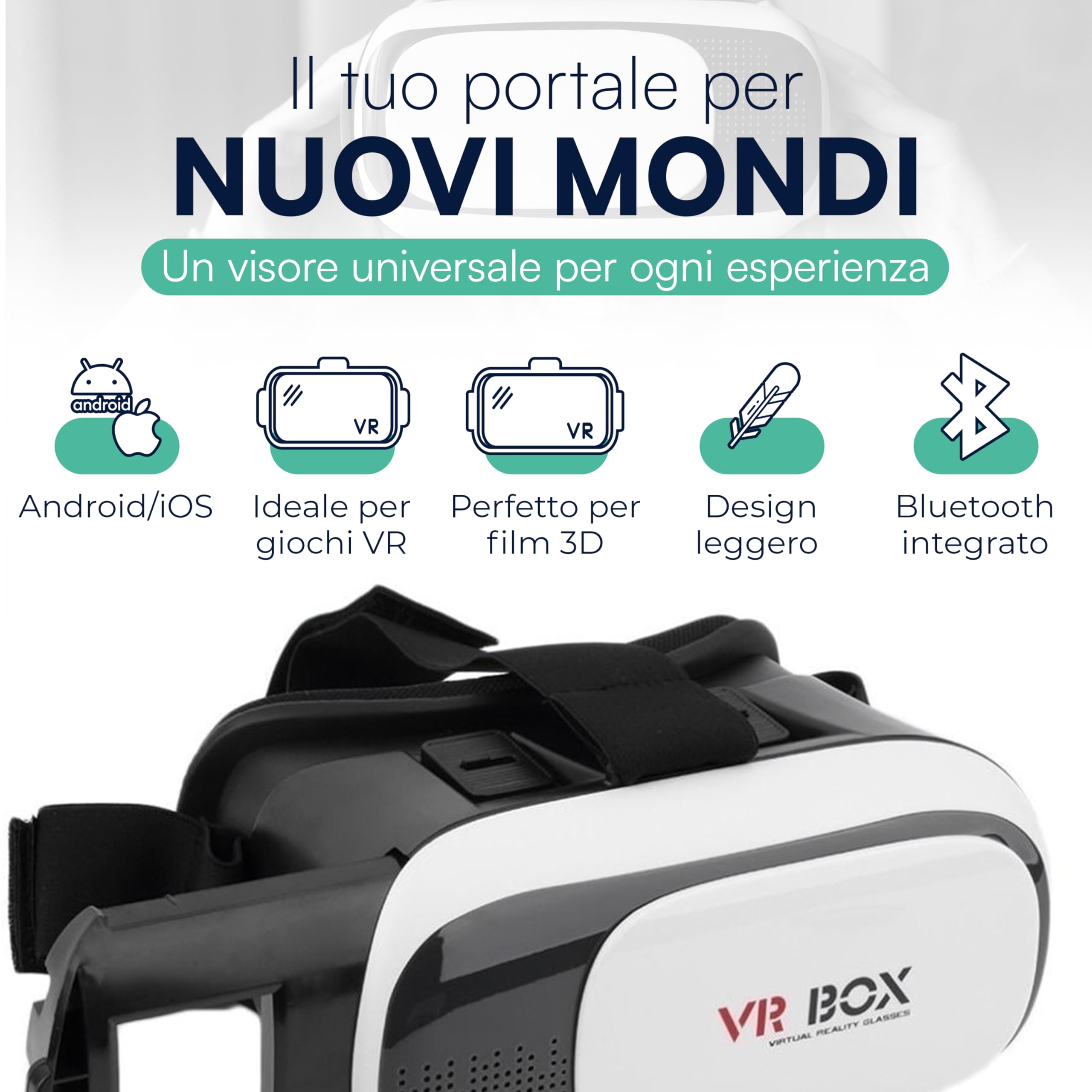 TEMPO DI SALDI Visore Realtà Virtuale 3D compatibile IOS e Android, Visore VR Smartphone da 4.7 a 6 pollici, Occhiali VR per giochi, video e Virtual Reality immersiva