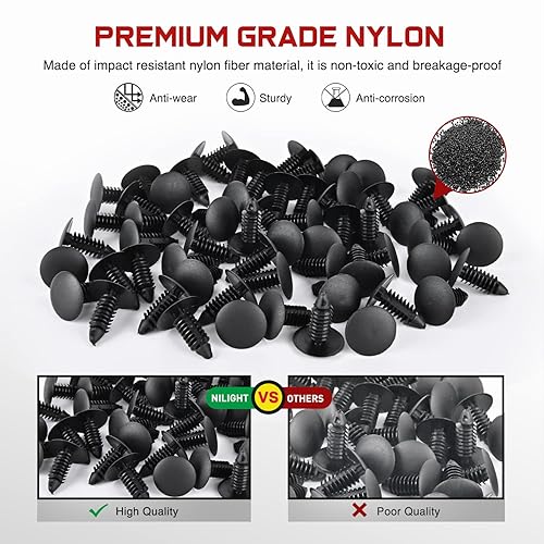 Miniatura 3 de Nilight 100 clips de guardabarros de remache de parachoques para GM 1605396,1595864 para Chrysler 6030441 para Ford 388577S agujero de 0.295 in, 2