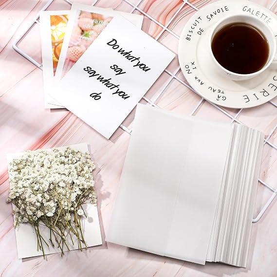 Fabbay 50 Pcs Wedding Invitations Wraps Set Pre Folded Vellum Jackets for 5 x 7 Invitations with 100 Pcs Natural Dried Pressed Flowers for Wedding Birthday Party Supplies Craft DIY