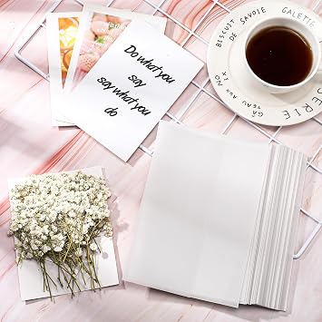 Fabbay 50 Pcs Wedding Invitations Wraps Set Pre Folded Vellum Jackets for 5 x 7 Invitations with 100 Pcs Natural Dried Pressed Flowers for Wedding Birthday Party Supplies Craft DIY
