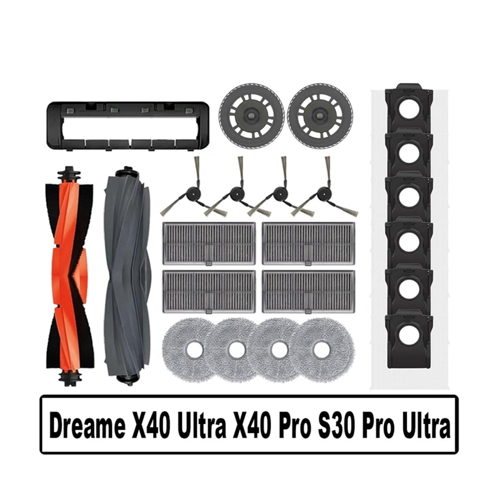 Główne Szczotki Boczne Odkurzacza, Pasujące Do Dreame X40 Ultra X40 Pro S30 Pro Ultra Części Zamienne Do Robota Ścierki Do Mopa Filtry Worki Na Kurz szczotki próżniowe i filtr(10.pcs)