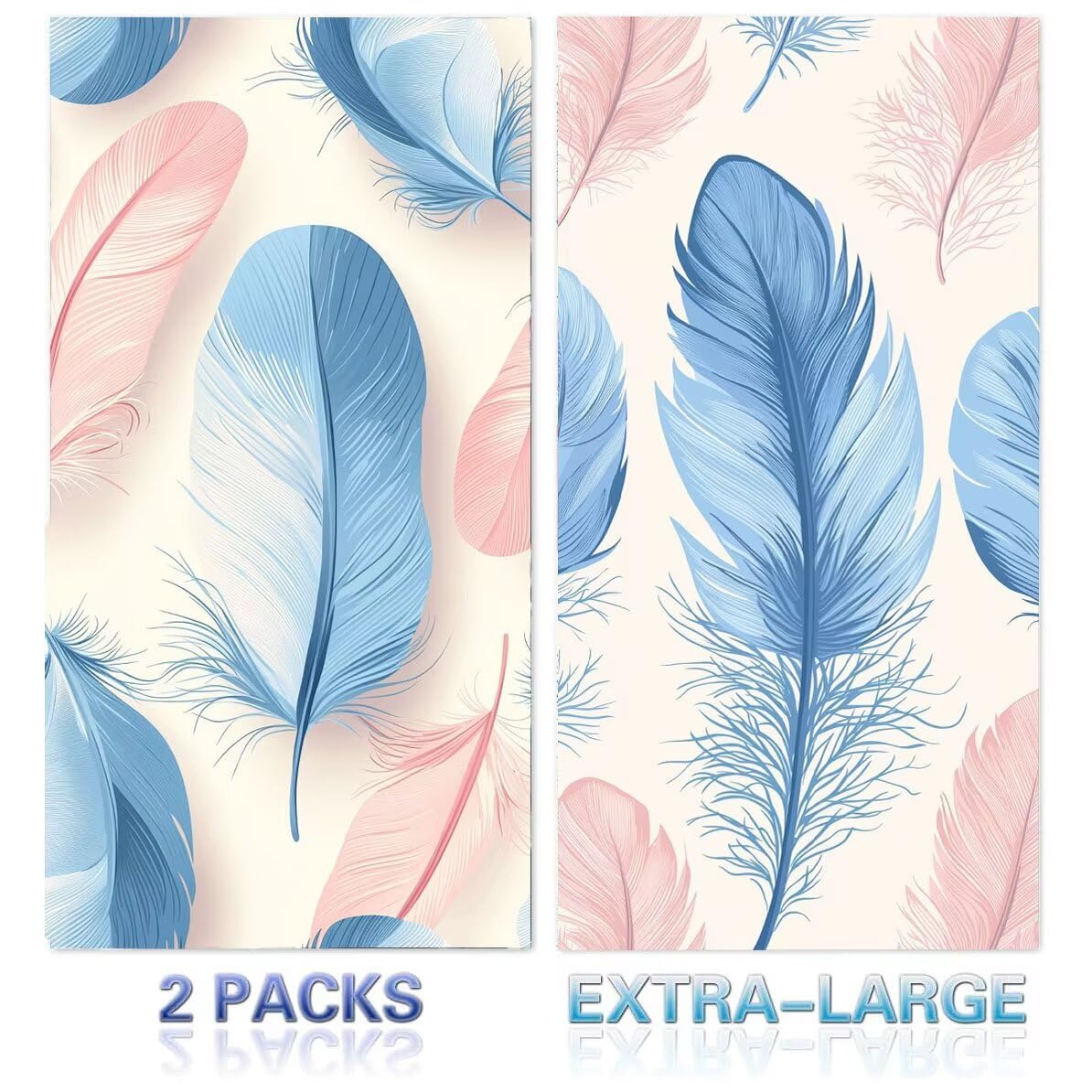 Strandtuch, Groß Strandhandtuch 100 x 200 cm 2er Set Mikrofaser Handtuch - Sandfrei Badetuch, Saugfähig und Schnelltrocknendes Handtuch/Strandtuch xxl Saunatuch Stranddecke Zubehör (Federn) V-1054