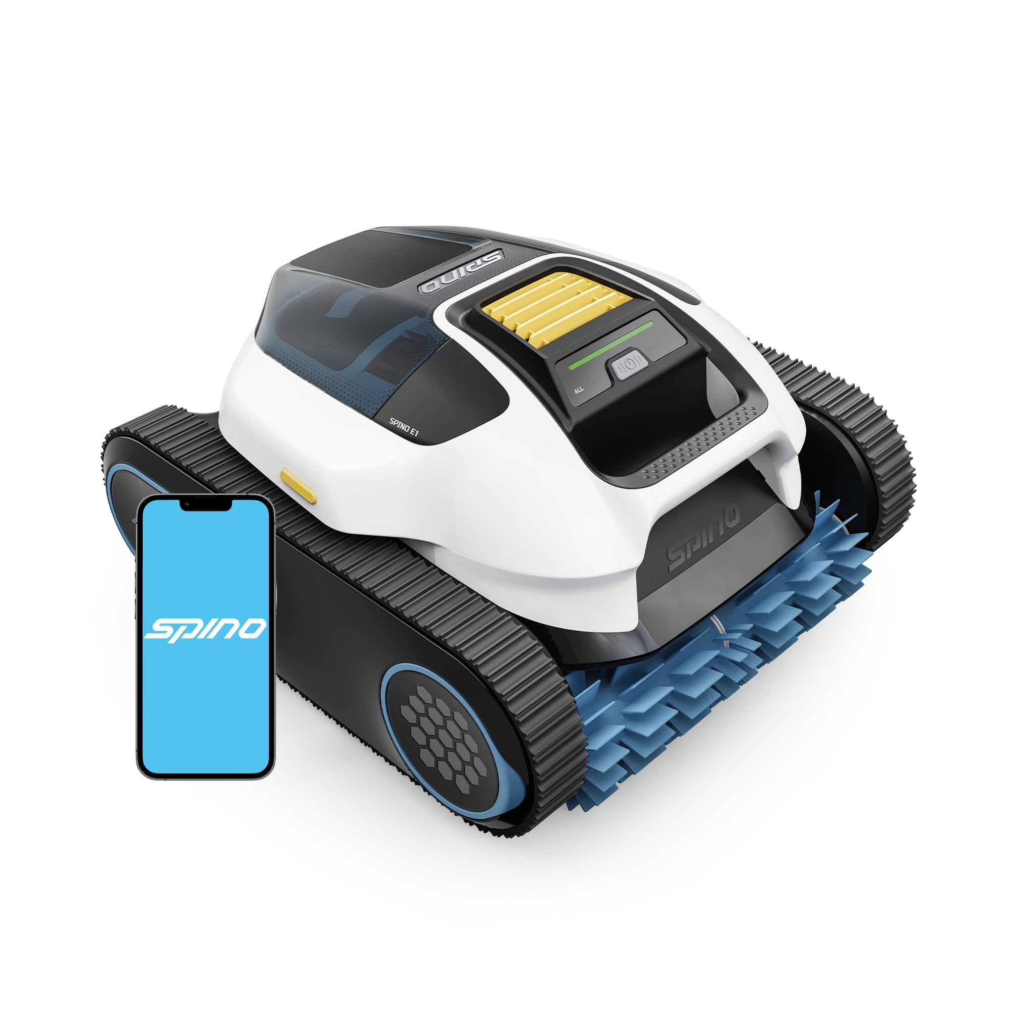 (2026 Neues) Spino E1 Poolroboter Wand und Boden, Wasserleitung, Laufzeit von 210 Minuten, 21950 LPH Max, 5 Modi, kabelloser Poolsauger, Navigation SmartArc, App-Steuerung, ideal für Pools mit 150 m²