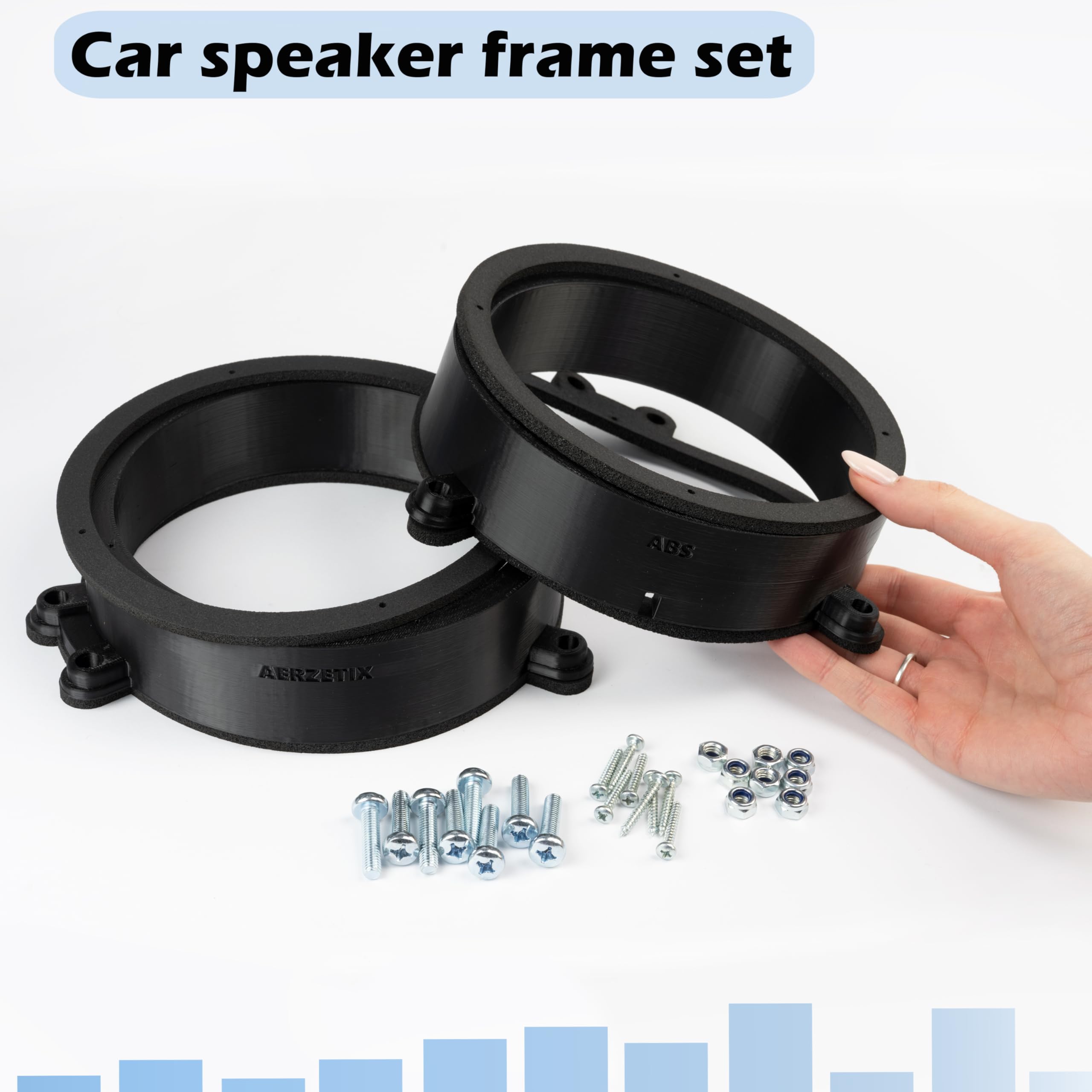 Aerzetix | Kit di 2 adattatori per altoparlanti Ø165 mm in plastica ABS | compatibile con Mercedes-Benz C-Class W203 sedan, S203 T-Modell, CLC-Class CL203 Sportcoupé, CLK A209/C209 Cabriolet/Coupé