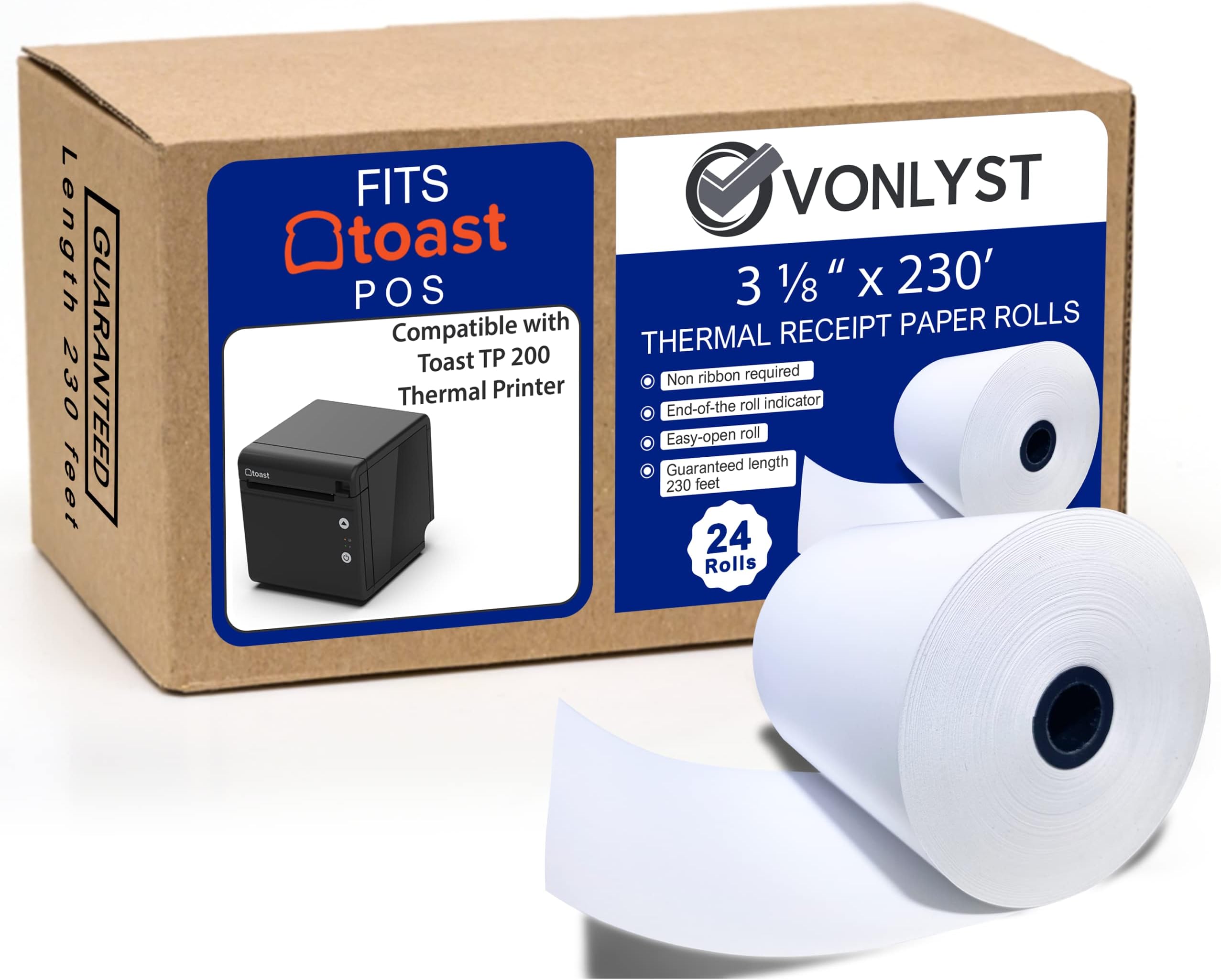 Vonlyst Thermal Printer Paper Roll for Toast TP200 Receipt Printer Point of Sale
