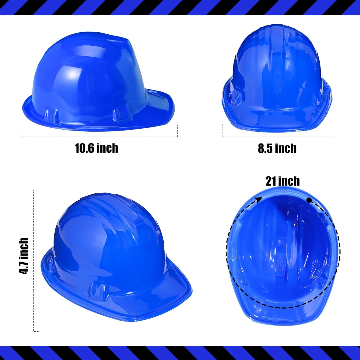 Haysandy 60 Pcs Plastic Construction Hat Bulk Toy Construction Hats Building Worker Party Caps Theme Favor Caps for Dress up Birthday Party Supplies(Blue) - Image 2