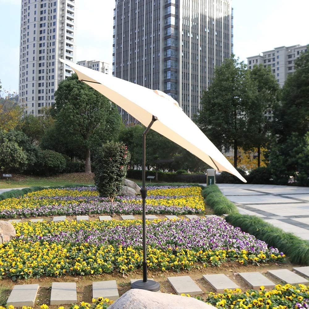 Balcony Parasol Shade 9' (2.7M) Patio Umbrella Outdoor Table Umbrella With 8 Sturdy Ribs,Patio Umbrella Garden Umbrella Aluminum Main Rod With Crank And Tilt Button (White) good