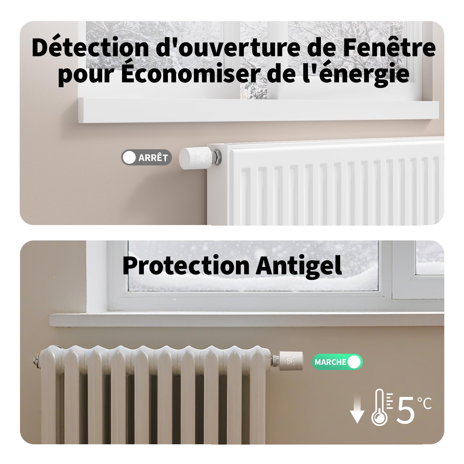 Aqara Zigbee/Thread Thermostat de Radiateur W600, Contrôle de Chauffage