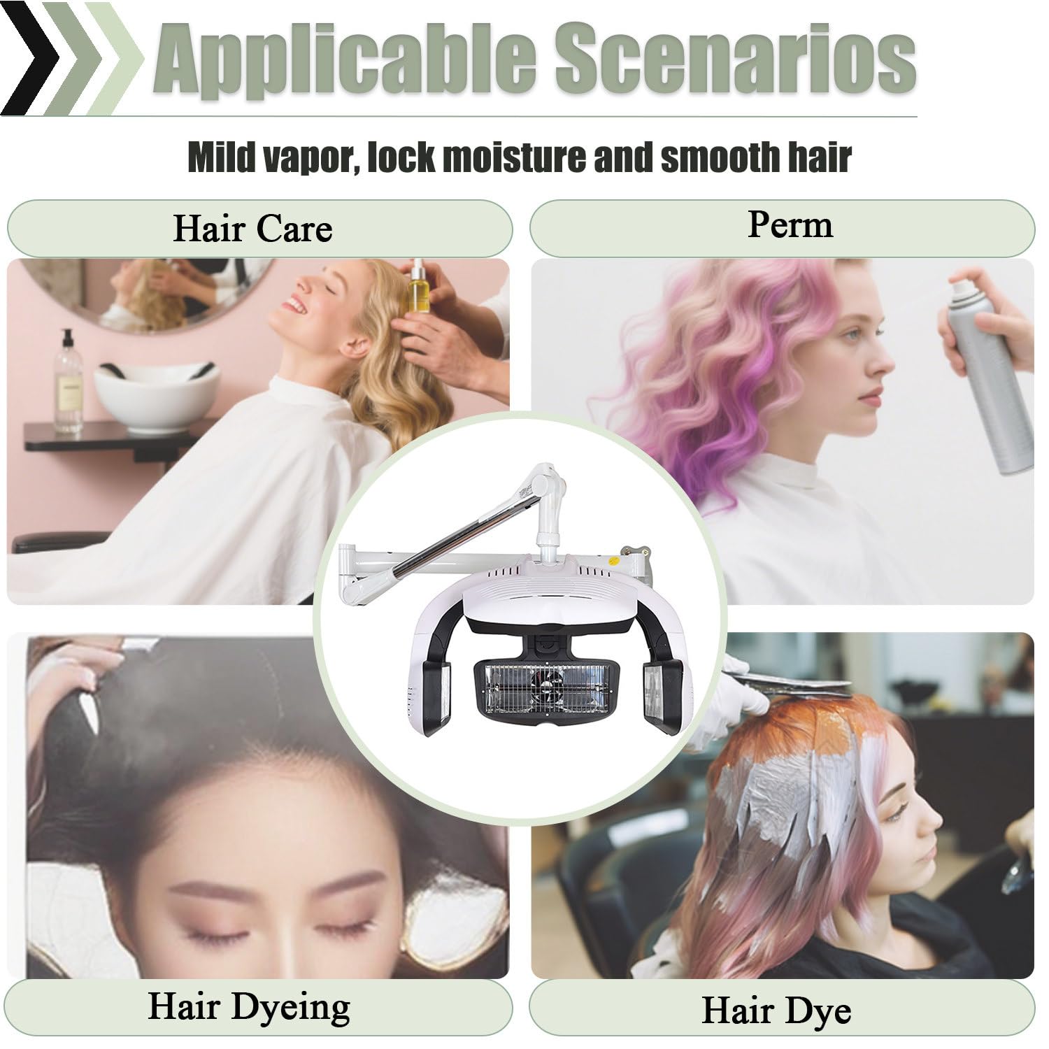 Secador de Pelo multifunción, secador de Pared para salón con Brazo Giratorio y LED, Ideal para teñir, secar, Hornear, aplicar Aceite, Calentar y cuidar el Cabello Wall-Mount