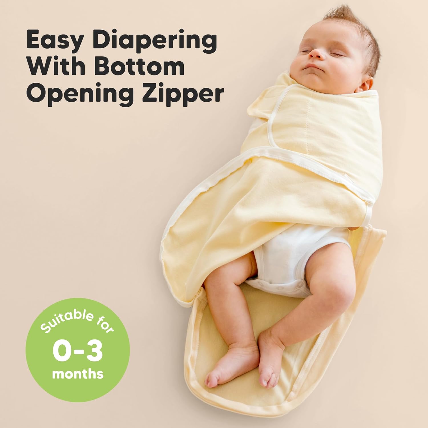 baby swaddle sleep sacks with zipper - 3-pack swaddles for newborns 0-3 months, infant, baby girls, boys, soft & durable newborn sleep sack, easy diaper change swaddling blanket (daffodil, os) daffodil one size (0-3 months)