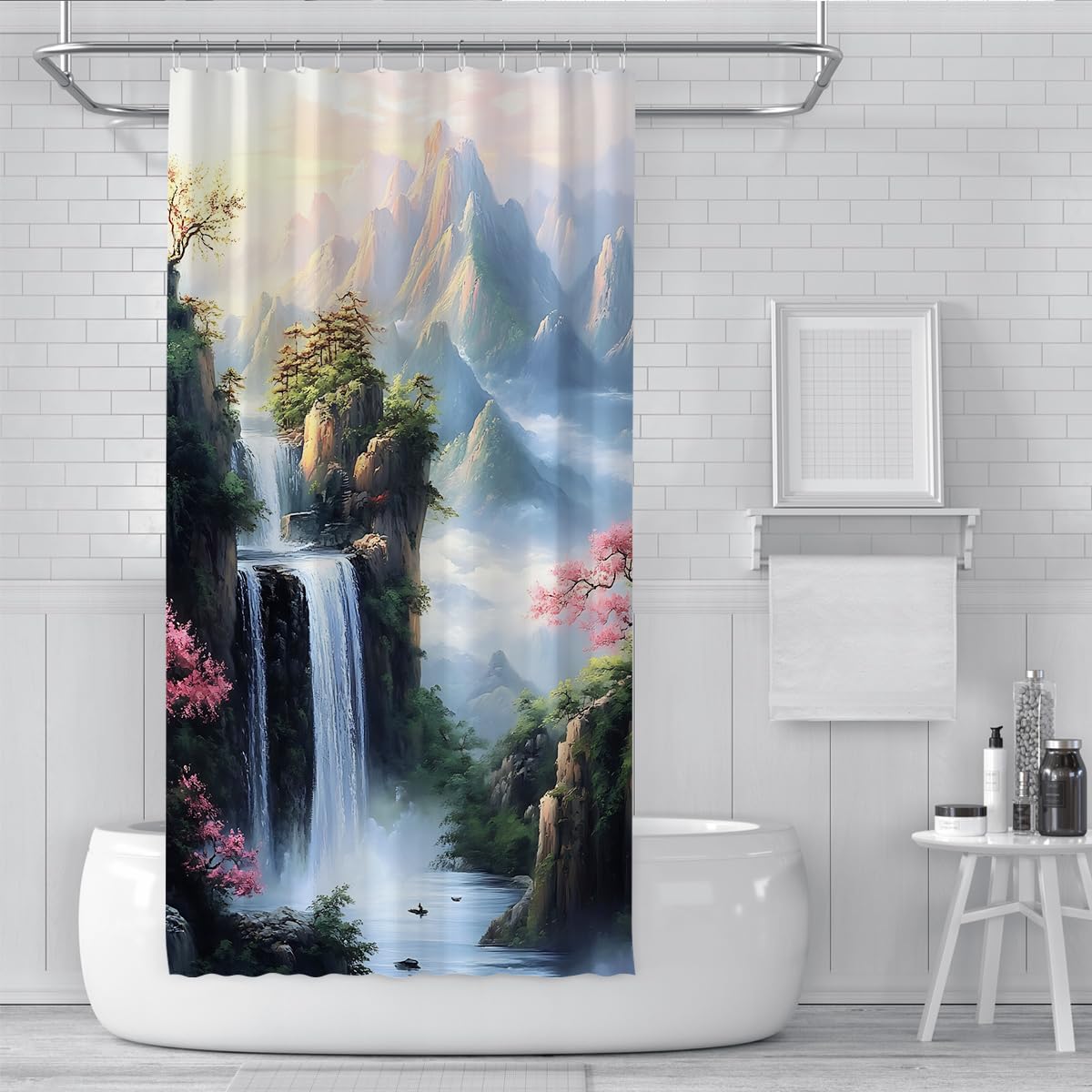 Cortina Ducha montaña Tinta Oriental baño W220xL180 cm