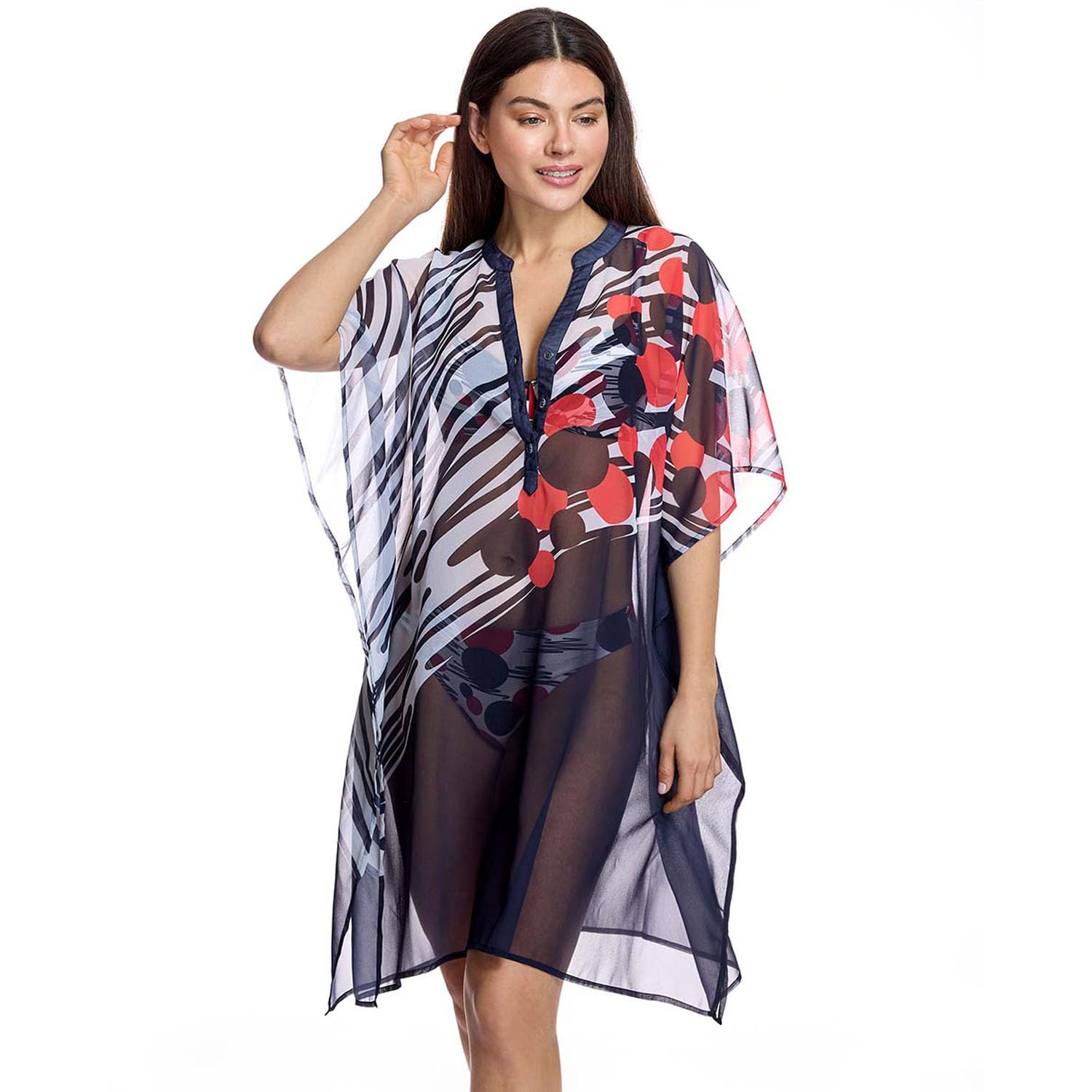ORY Damski przezroczysty kaftan plażowy W260895