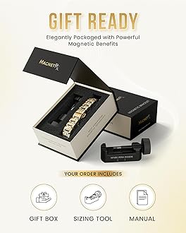 MagnetRX® Magnetic Bracelets for Men - EllipseMAX 5X Strength 5,000 Gauss Magnets - Designed in USA & Patent Pending - Premium Titanium Mens Magnetic Bracelet & Adjustable Length (Silver/Gold)