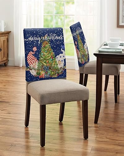 8 Packs Christmas Gnomes Dining Chair Back Cover, Stretch Kitchen Dinner Chair Seat Covers Washable Chair Slip Covers, Removable Slipcovers Protect