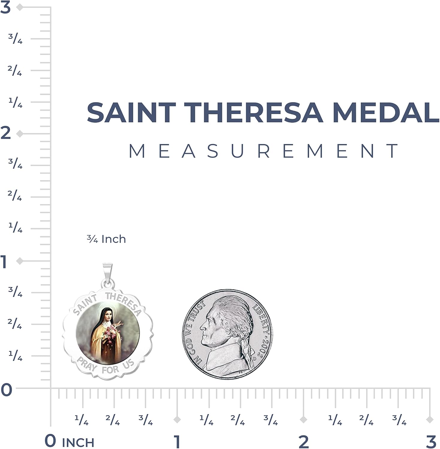 PicturesOnGold.com Saint Theresa Scalloped Round Religious Medal Color - 3/4 Inch Size of a Nickel -Sterling Silver - Image 4