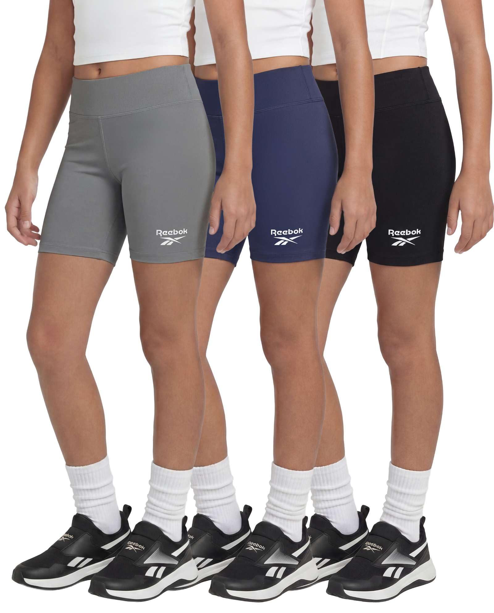 Reebok 3 Pack Girls' 6" Bike Shorts Biker Athletic Volleyball Teens Cheer