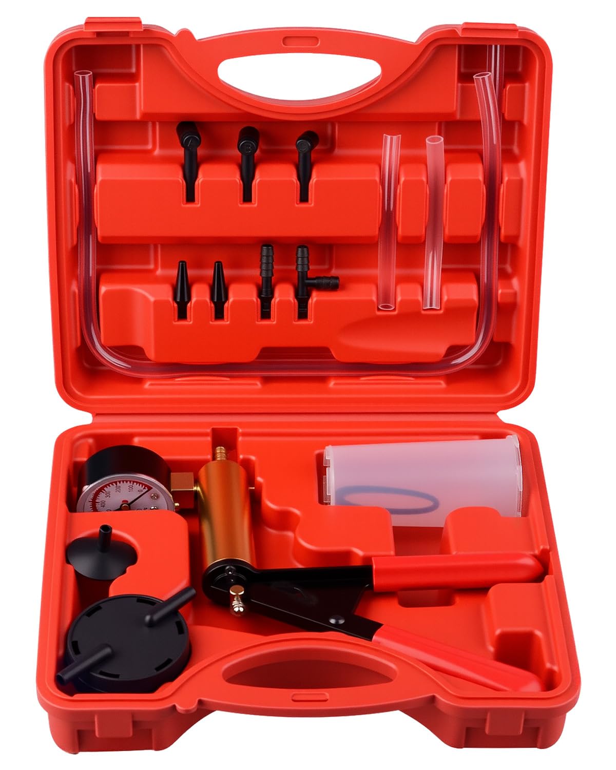 DAYUAN Kit tester pompa freno pompa a vuoto Set manometro e kit spurgo freni per auto con adattatori alloggiamento maniglia in metallo