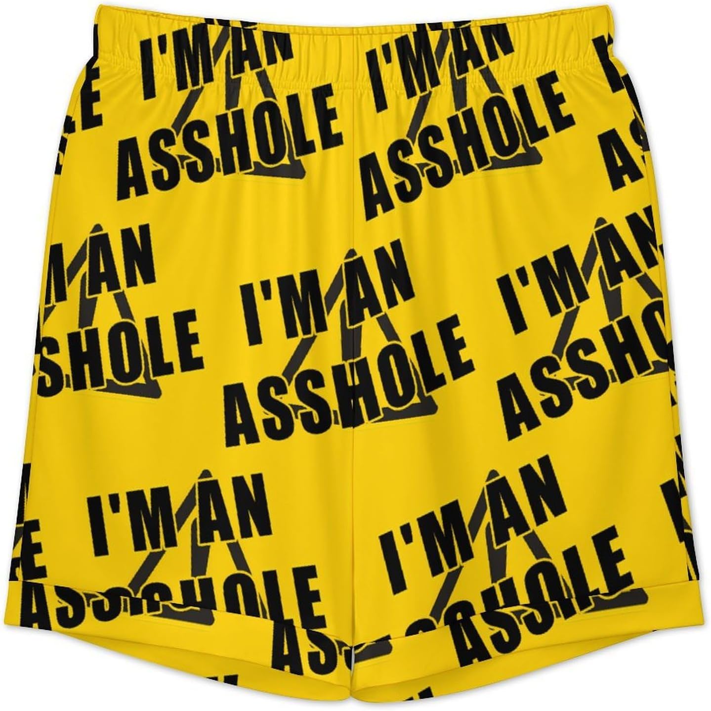 Warning I'M An Asshole Men's Short Sleeve Pajama Set Satin Silk Like Lounge Sleepwear