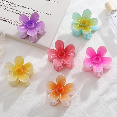 Miniatura 5 de Pinzas de garra de flores para mujeres y niñas, bonitos clips de garra medianos para cabello grueso y delgado, clips de garra grandes mate de flores