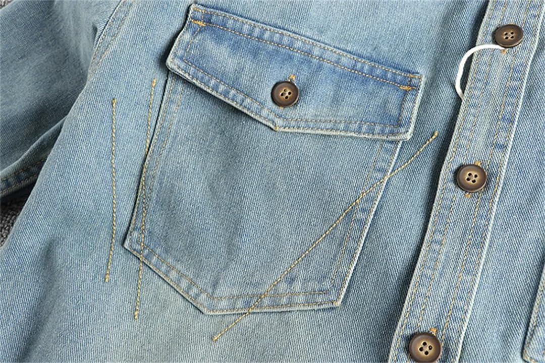 Męski ciężki kołnierz kwiat nerkowca haft design sens brytyjski vintage denim koszula trend płaszcz
