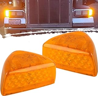2Pcs for Peterbilt Amber Headlight LED Turn Signal Indicators Running Lights Sealed 31 LED, Replacement for Peterbilt 379 359 357 365 378 Rectangle headlight Turn Signal Lights P/T/C Lights