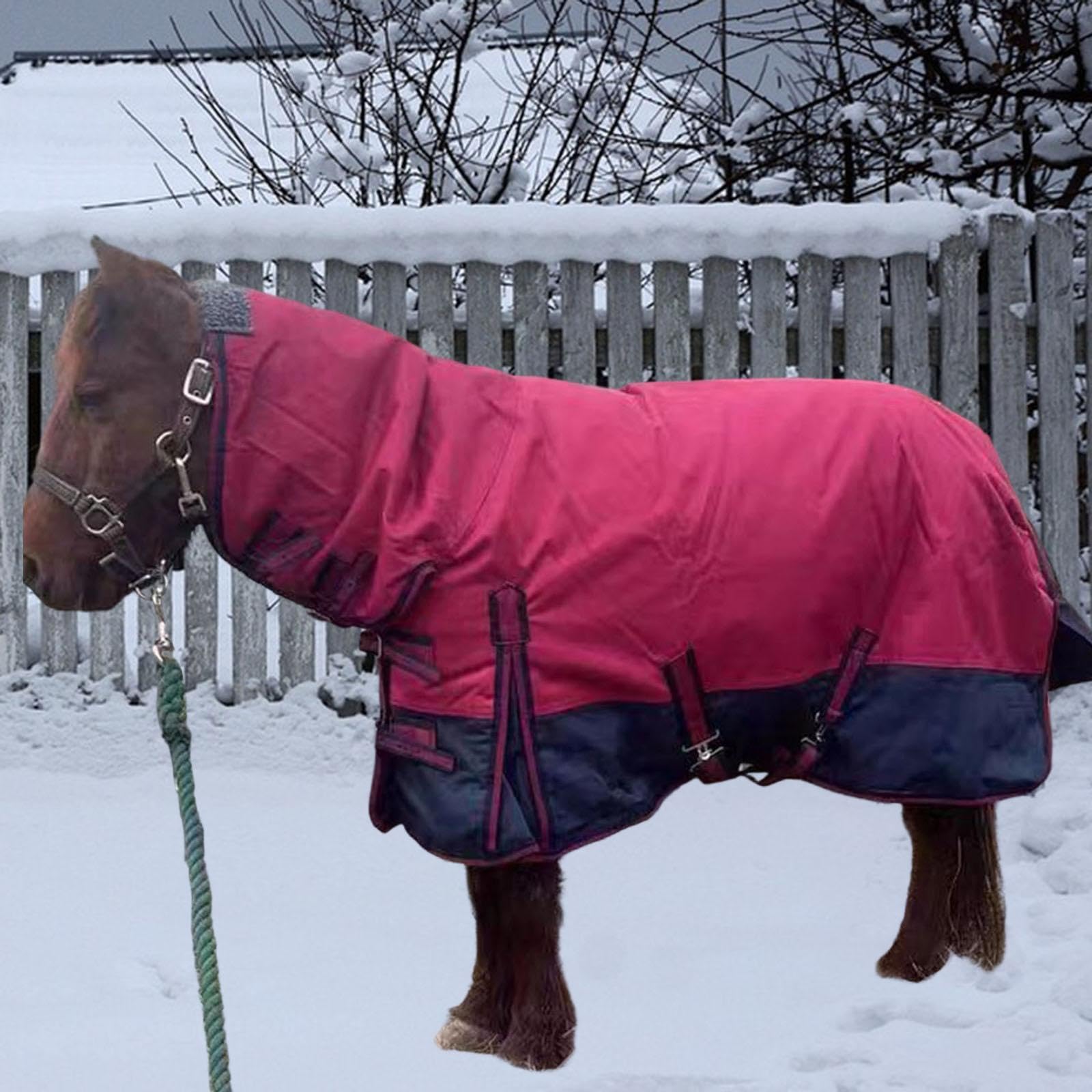 Gralara Manta para Caballo Impermeable con Cuello Abrigo Térmico con Forro Transpirable Y Capucha Desmontable Tejido Oxford 600D Resistente Al Frío Adecuada P