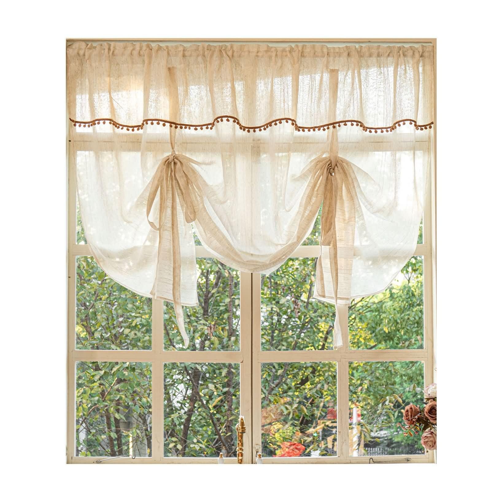 Tenda moderna, 1 pezzo, corta per soggiorno, larghezza 100 cm, tasca per bastone